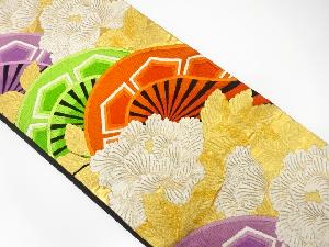 アンティーク　片輪車に牡丹模様織り出し袋帯（着用可）